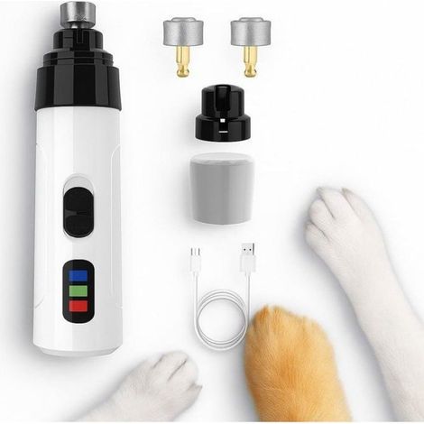 Ponceuse Ongles Chien Chat Sans Fil, USB 2 Vitesses 3 Embouts Soin (1/3)