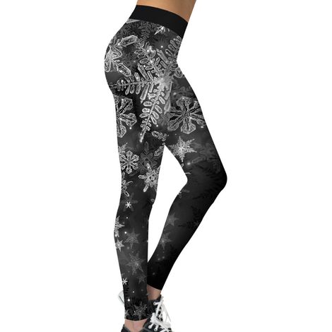 Leggings de Noël taille normale, coupe ajustée, imprimé numérique transparent à motifs amusants, pantalon skinny décontracté pour femme, BFY025 XL (1/4)