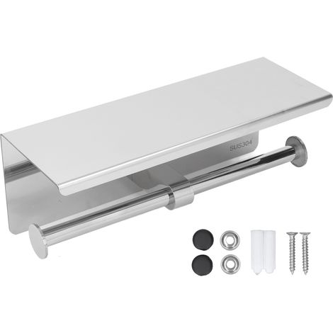 Lot porte-rouleau WC inox 304 avec étagère, adhésif sans perçage, rouleau de papier toilette pour salle de bain K10 (1/5)