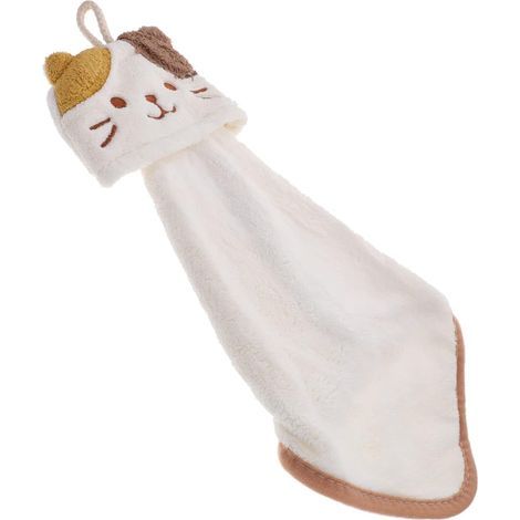 Coral Fleece Hand Towel 15.00X8.66X0.31 Inches with Hanging Loop, Absorbent Quick-Drying Kitchen Towel for Bathroom and Multipurpose Hand Towel (White) (1/5)