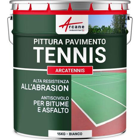 Pittura per campo da tennis, antiscivolo - ARCATENNIS - 15 kg (fino a 30 m² in 2 strati) Bianco - ARCANE INDUSTRIES