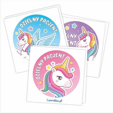 Adesivi "Pazienti Coraggiosi" - Unicorni 60 mm 60 pezzi