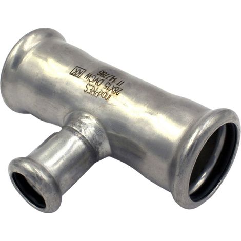 RACCORDO A T A PRESSARE INTERMEDIO RIDOTTO IN ACCIAIO INOX SERIE INOXPRESS UNIKO - ø35Xø22Xø35 - RMR