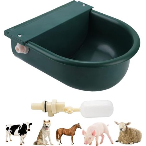 Abreuvoir à Bovins Automatique Bétail Abreuvoir avec 2 Pièces Valve à Flotteur RéGlable et Bouchon De Vidange Abreuvoir Chevaux pour Bétail Chien Chèvre (Vert Foncé) (1/5)