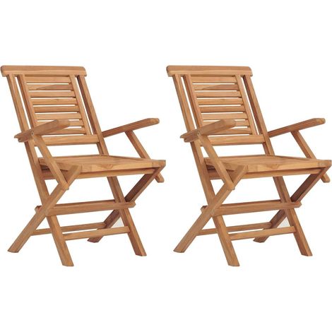 Lot de 2 Chaises d'extérieur - Chaises de jardin pliantes 56x63x90cm bois massif teck fr2119 - Maison La Vie (1/5)