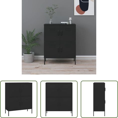 vidaXL Ordnung - Lagerschrank Schwarz 80x35x101,5 cm Stahl (1/5)