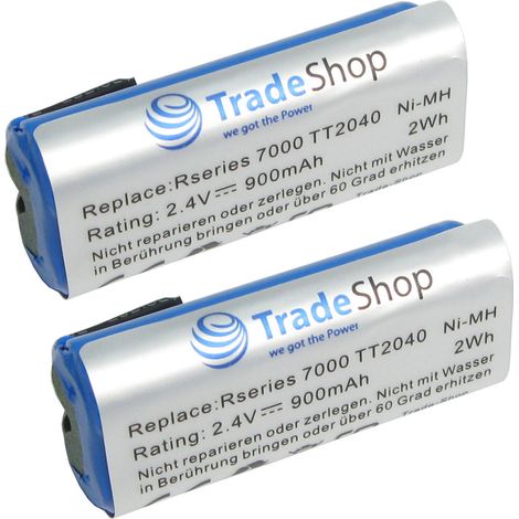 2x Trade-Shop AKKU 900mAh/2,4V/2Wh für Philips Bodygroom Series 3000 5000 7000 TT2040/32 TT2030 TT2029 BG2024/32 BG2026/32 BG2036/32 BG2040/34 BG2040/34 R3692 R4554 Trim and shave (1/2)