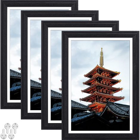 12 x 18 Bilderrahmen High Definition Glass Schwarz Posterrahmen, 4er-Set 12 x 18 ohne Matte, mit bruchfestem Glas-Bilderrahmen, Wandgalerie (1/5)