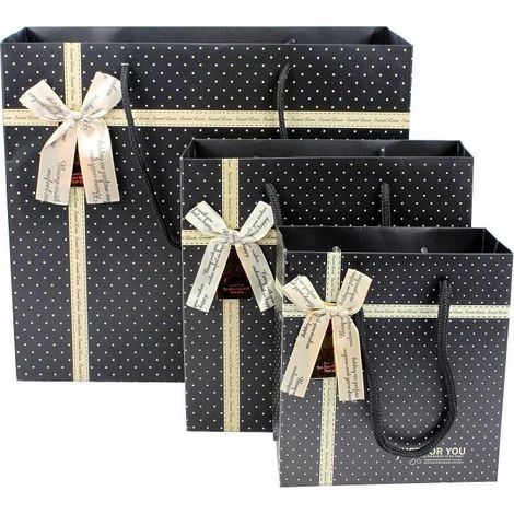 schwarze, tropfenförmige Tragetaschen, bunte Kleidung, Papiertüten, Geschenktüten, kleine Geschenktüten, Geschenkverpackungsbeutel (1/4)