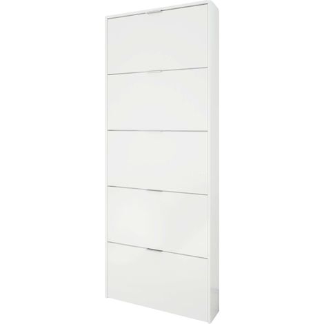 Zapatero alto Pasillo Color Blanco Brillo 5 Puertas 180x70x17 cm (1/5)