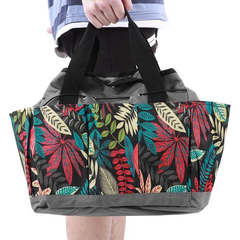 Pochette de rangement pour outils de jardin en polyester résistant - Poche extérieure pratique - Design gris fleuri (1/5)