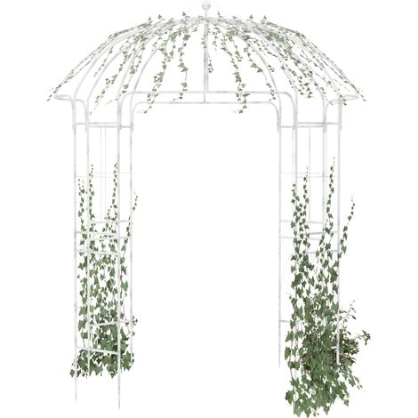 Cenador de jardín Keira con soporte para plantas trepadoras Blanco antiguo (1/5)
