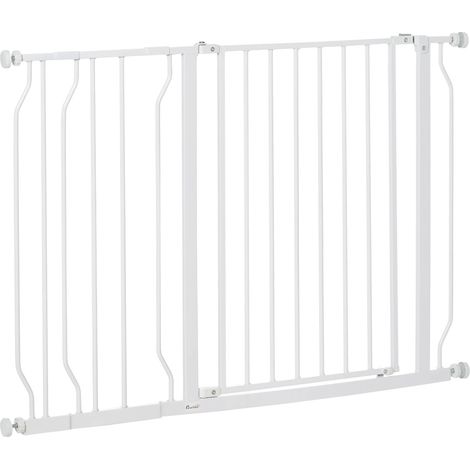 Barrera para perros, ancho ajustable, fácil instalación, blanca, 115 x 3,8 x 76 cm (1/2)