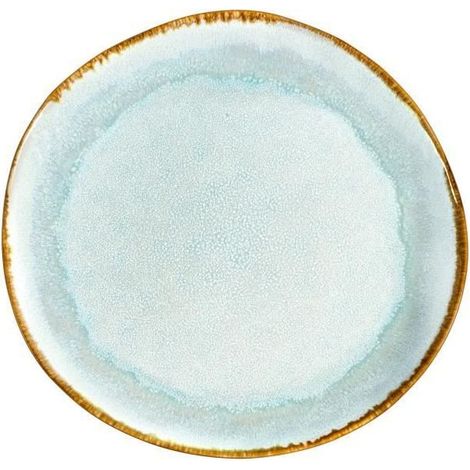 6 assiettes plates 28 cm, grès réactif émaillé, finition extérieure grainée anthracite, collection Shadow Aqua, usage quotidien et repas conviviaux