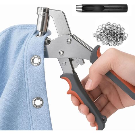 Pince à Oeillets, Pince à Oeillets avec 200 Oeillets (Ø 10mm), kit réparation toile de tente,Poinçonneuse à Oeillets Kit œillets– Pour tissu, cuir, bâche, toile (1/5)