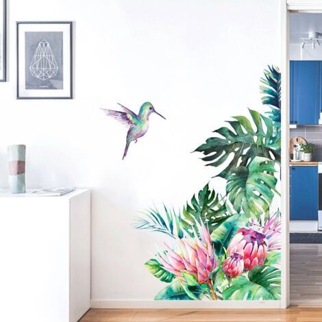 Stickers muraux plantes vertes Stickers muraux tropicaux Stickers muraux adhésifs amovibles DIY Stickers aquarelle Stickers muraux (1/5)