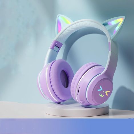 Bluetooth Earphones, Cute Styling, Game Earphones Suitable for Smartphones Bluetooth 5.0, can be Connected and Used on Mobile Phones, Tablets, and Other Devices, (Purple) (1/4)