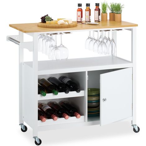 Carrito de almacenamiento de cocina con botellero y portavasos (1/5)