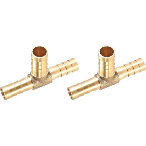 Té Laiton Barbillon Raccord (8mm x 10mm x 8mm) 2pcs, Barbillon Réducteur - pour Carburant Air Eau Pétrole Gaz (1/5)