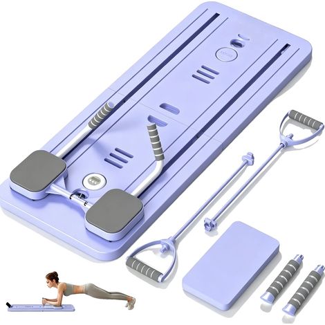 Planche de Pilates Multi-Fonctionnelle, Entraîneur de Fitness 8-en-1, Design Ajustable, Violet-B (1/2)