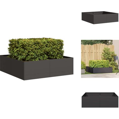 Jardinière noir 100x100x30 cm acier - Jardinière - Jardinières - Pot De Fleurs - Support De Jardinière (1/5)