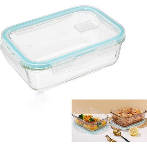 Contenitore per alimenti in vetro, portapranzo in vetro riutilizzabile, facile da pulire, adatto al microonde, al congelatore e alla lavastoviglie, per lavoro, casa, (1/5)