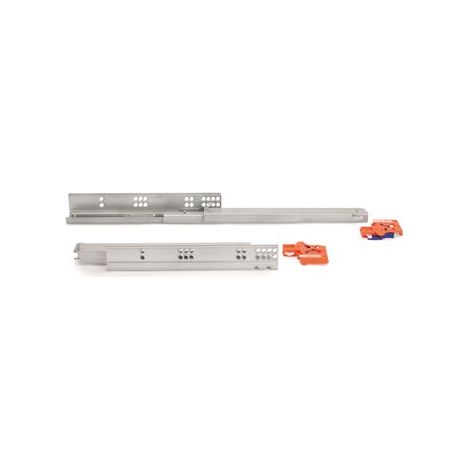 Kit guide a scomparsa Slippe per cassetti, a rulli, 440 mm, estrazione totale, chiusura soft, con aggancio, Zincato 4002905 EMUCA (1/5)