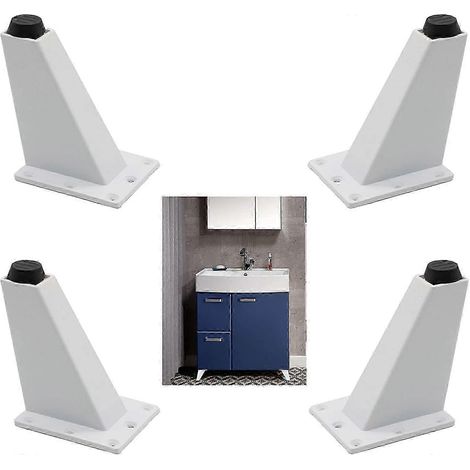 Ensemble de 4 pieds de meubles réglables, blancs (1/5)