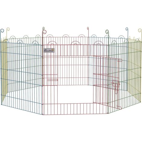 Modulares Stahlgehege für Welpen und Kleintiere Ø156 x 60 cm mehrfarbig MODENUIT (1/2)
