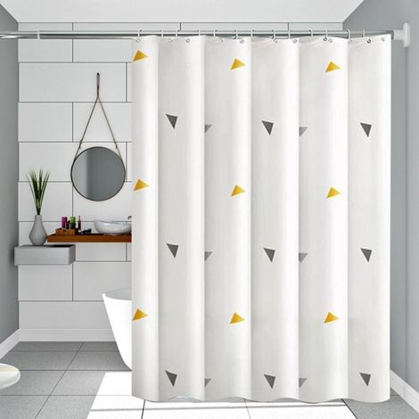 Rideau de douche transparent anti-moisissure imperméable 180 x 200 cm Rideau de douche blanc avec œillets Design de bain résistant à la moisissure (1/5)