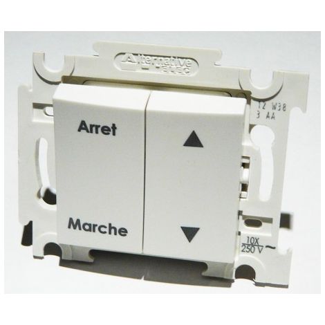 Double V&V volet roulant blanc avec position Marche/Arrêt encastré bornes auto fixation vis sans plaque ALTERNATIVE ELEC AE52019 (1/3)