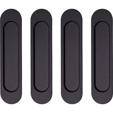 4 poignées ovales noires autocollantes pour porte coulissante, poignées de meuble en alliage d’aluminium sans perçage, supports adhésifs pour placard, tiroir, armoire et rangement (1/5)