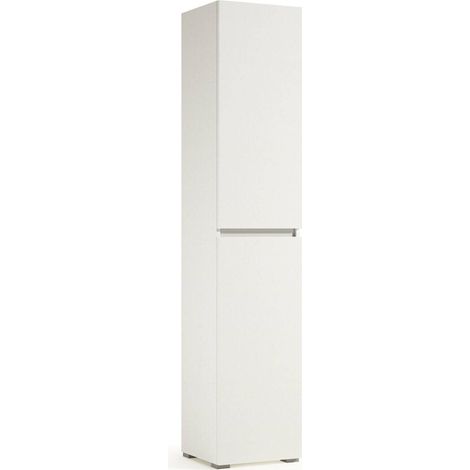 Dmora - Armoire polyvalente en bouleau à 2 portes, Étagère à chaussures avec étagères réglables, Meuble à chaussures avec 2 portes, 100% Made in Italy, 45x37h195 cm, Blanc (1/4)