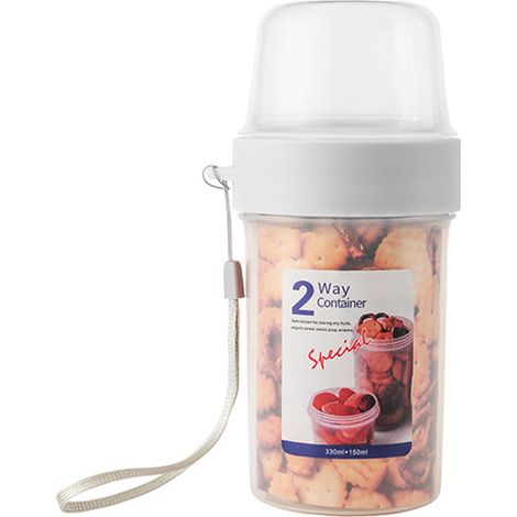 Grand récipient double pour salade, fermeture hermétique pour pots de yaourt, couvercle de conservation, double récipient avec cordon (150 ml + 330 ml) (1/5)