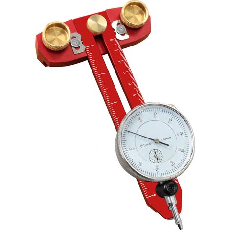 Gabarit d'alignement de scie circulaire sur table avec comparateur à cadran, localisateur de calibration pour établi de sciage et rail de travail du bois, rouge (1/5)