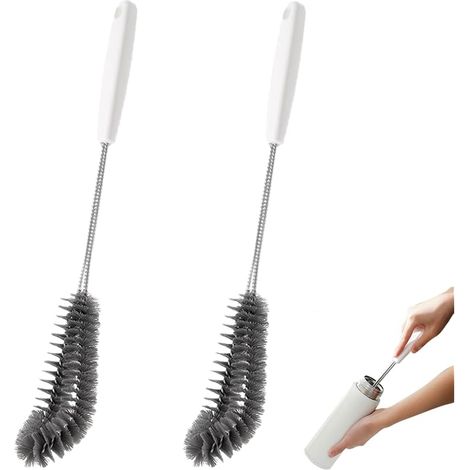 Lot de 2 brosses de nettoyage de bouteilles de 40,6 cm de long – Idéal pour les verres à café, les casseroles, les tasses à lait, les tasses, les bouteilles de vin et les biberons (noir) (1/5)