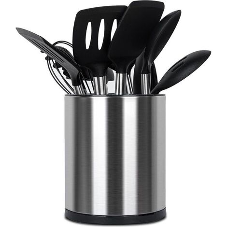Pot Ustensiles Cuisine Porte Ustensiles Rotatif à 360° Grand Rangement Cuisine Organisateur Support à Ustensile 3 Compartiments (1/4)