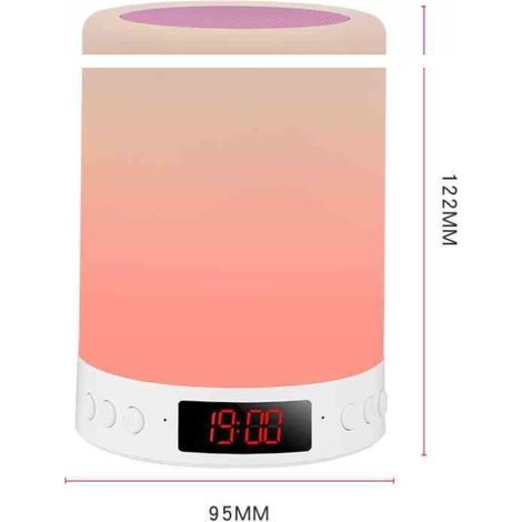 5 EN 1 Lampe de Chevet Tacile Rechargeable Portable, Veilleuse LED Lampe de Table Enfant Enceinte Bluetooth Musique USB Radio Réveil Numérique Multicolore Cadeau Hommes/Femmes [Classe énergétique A+++ (1/4)