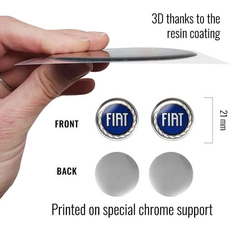 Fiat Adesivi 3D Logo Blu - Dimensione: 21 MM