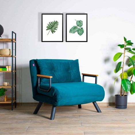 Dmora - Sillón Quaoar, Asiento acolchado, Sofá de salón individual, Silla con reposabrazos, 60x78 h78 cm, Verde agua (1/5)
