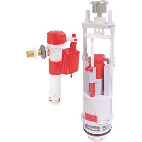Mécanisme complet à double poussoir à étrier NF avec robinet réversible (1/2)