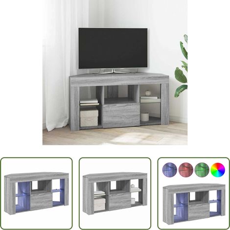 vidaXL Rangement salon - Meuble TV LED d'Angle Gris Sonoma 100 x 40 x 50 cm (1/5)