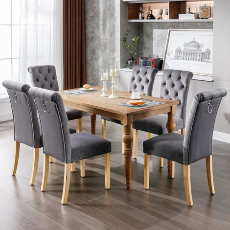 Set da 4 sedie da pranzo 63x43x100 cm in velluto grigio, moderne per soggiorno FloraGrace (1/5)