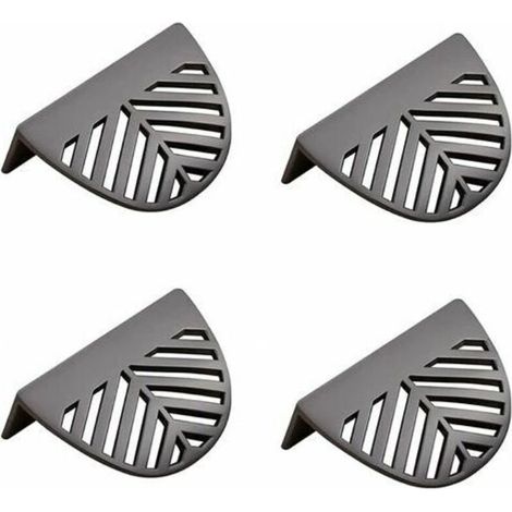 4er Set blattförmige Möbelgriffe in gold-schwarzem Messing für Küchenmöbel aus Messing (1/4)