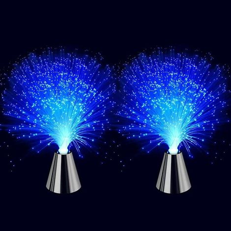 Fiber Optic Lamp - Ice Fiber Lamp with Battery/Conical Base, LED Color Changing Soothing Ambient Night Light (2 Pack) (1/5)