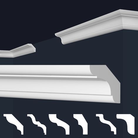 MARBET DESIGN Stuckleisten XPS Styropor weiß 2 Meter Deckenleisten Wandleisten E-Leisten Modelle: E-24 / 29x29mm, Max. Paket (bester Meterpreis)