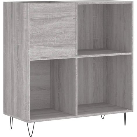 Mobiletto porta dischi pratico per vinili 84,5 x 38 x 89 cm stile industriale legno composito grigio 020049173