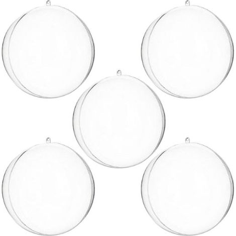 Bola acrílica transparente de plástico para decoración de árbol de Navidad, 8 cm, 5 unidades (1/5)