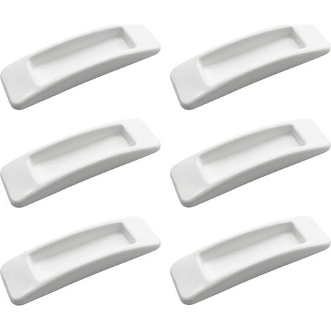 6 Pack Self Adhesive Sliding Door Safety Handles (White), Easy Open Push Pull Handles, Drawer Pulls, Plastic Self Adhesive Handles for Kitchen Cabinet