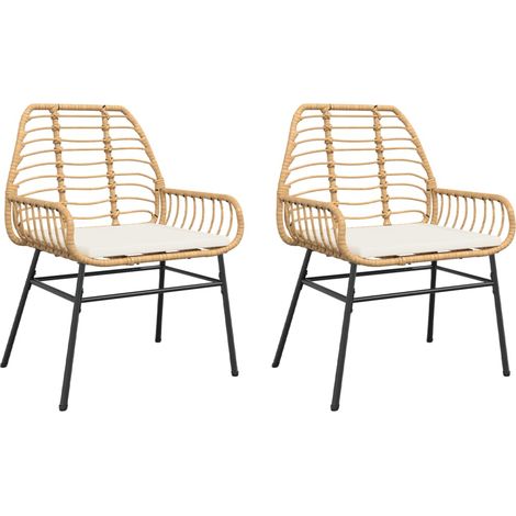 Maison Exclusive - Gartenstühle 2 Stk. mit Kissen Braun Poly Ratt